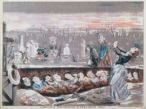 Montmartre-i temető, 1851. december 4. (színes litográfia) alkotó: French School
