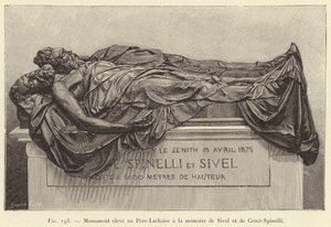 Emlékmű Pere-Lachaise-ban Sivel és Croce-Spinelli emlékére (metszet) alkotó: French School
