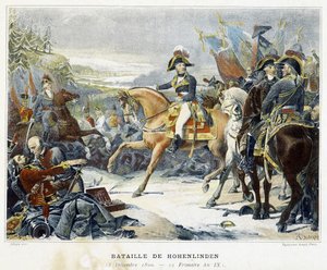 Moreau győzelme a Jean főherceg által vezényelt osztrákok felett 1800. december 3-án a Hohenlinden-i csatában (Baviere - Németország). alkotó: French School