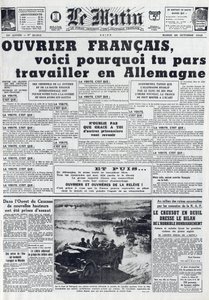 Morning Journal 21311, 1942. október 20.: The Sto – Kötelező Munkaszolgálat – Miért menjünk Németországba dolgozni? alkotó: French School