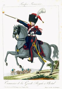 A Királyi Gárda lovas ágyúja, Troupes Francaises, kocsma. Chez Basset, Párizs, 1790 körül alkotó: French School