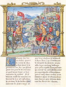 Ms.18 f.7v Montlhery-i csata a Jó Nyilvánosság Szövetségének háborúja során, 1465. július 14., Philippe of Commines (1445-1509) emlékirataiból alkotó: French School
