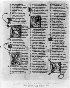 Ms.3142 fol.266 Marie de France meséi (12. század), egy francia versek antológiájából, 1280–1290 alkotó: French School