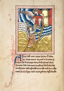 Ms65 f12v, Kommentár Szent János apokalipsziséhez, 13. század vége (toll, tinta és tempera pergamen) alkotó: French School