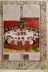 Ms. Fr. 112 f.5 A Szent Grál megjelenése a Queste del Saint Graalból, 1470 körül alkotó: French School