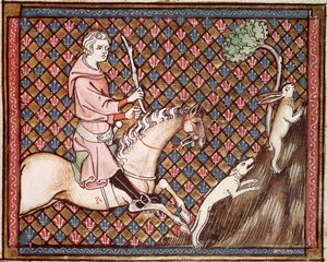Ms 1044 fol.76 Nyulak vadászata, az Ovide Moralise-ból, írta Chretien Legouais alkotó: French School