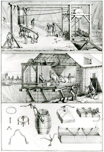 Ms 1064 fol.8 A Slate Quarry, a Descriptions des Arts et Metiers alkotó: French School