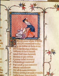 Ms 1126 f.66r A féltékenység erőszaka, a Roman de la Rose c. 1487-95) alkotó: French School