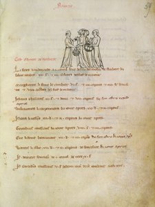 Ms 1175 f.59r Nők vásárolnak tojást, Vieil Rentier dAudenarde, 1291-1302 alkotó: French School