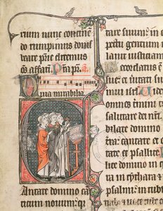 Ms 124 fol.98 Szerzetesek énekelnek, zsoltárból alkotó: French School