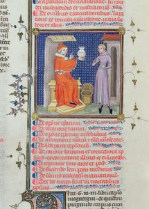 Ms 126 fol.200v Egy orvos, aki vizeletelemzést végez, Rhazes (Ibn Zakariya) kéziratából (860-c.923) alkotó: French School