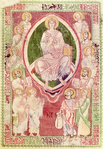 Ms 132 fol.2r Krisztus a tizenkét kisebb prófétával, a Prophetas et Ecclesiasten magyarázatából, Szent Jeromostól, a Citeaux-i apátságból alkotó: French School