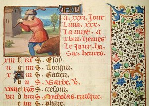 Ms 134 December: Disznóvágás, az órák könyvéből alkotó: French School