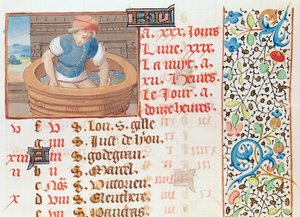 Ms 134 September: Trampling Grapes, from a Book of Hours alkotó: French School