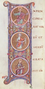 Ms 14 fol.60v Historiált iniciálé I, amely Szent János evangéliumának kezdetét ábrázolja alkotó: French School