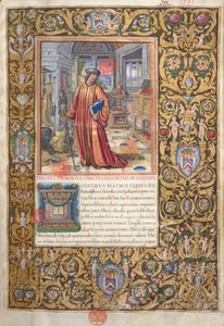 Ms. 1581 f. 001 Flavius Josephus tanulmányában, illusztráció a zsidók régiségei (Antiquitates Judaicae) prológusához, Flavius Josephus, 1503 körül alkotó: French School