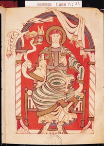 Ms 24 fol.15 Szent Máté, illusztráció a Corbie-i apátság evangéliumából alkotó: French School