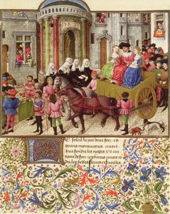 Ms 2617 Thészeusz diadalmasan belép Athénba, a La Teseidából, Giovanni Boccaccio (1313-75) 1340-41 alkotó: French School