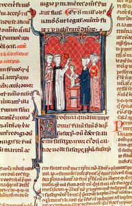 Ms 372 fol.161 A keresztelési jelenet, a Decrets de Gratienből alkotó: French School