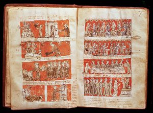 Ms 408 Jelenetek a párizsi Boldogasszony Kollégium hallgatóinak életéből, a Hubant College alapszabályából, 1387 alkotó: French School