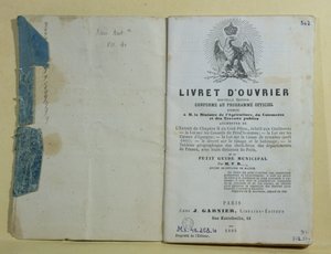 Ms 43.268.10 A Livret dOuvrier homlokzata, 1864 alkotó: French School