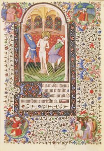Ms 547 fol.13 Korbácsolás, egy poitiers-i nő által használt órák könyvéből alkotó: French School