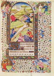 Ms 547 fol.21 Krisztust a keresztre szegezték, egy poitiers-i nő által használt órák könyvéből alkotó: French School