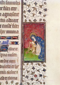 Ms 62, f.205r: Szűz és gyermek, részlet egy francia órakönyvből, 1445-50 körül (vellum) alkotó: French School