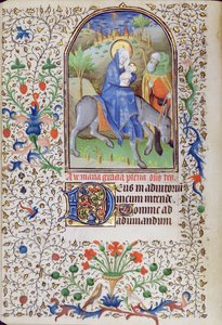 Ms 66 f.55v Repülés Egyiptomba, az órák könyvéből, Amiens alkotó: French School