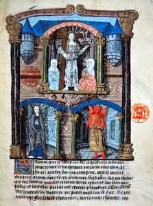 Ms 978 fol.39 „A kastély kapuháza”, illusztráció Gabrielle de Bourbon (vellum) laikusok számára készült spirituális értekezéséből alkotó: French School