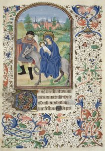 Ms Euing 4 f.55r Repülés Egyiptomba, Glasgow Hoursból, 1450-60 körül alkotó: French School