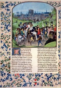 Ms Fr 2645 fol.321v Anjou fiatal II. Lajos belépése Párizsba, a Froissarts Chronicle alkotó: French School