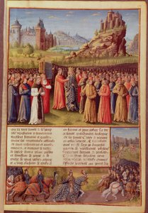 Ms Fr 5594 f.138 Clairvaux-i Saint Bernard (kb. 1090-1153) a második keresztes hadjáratot hirdeti VII. Lajos (kb. 1120-80) francia király jelenlétében Vezelay-ben 1146-ban, Outremer átjáróiból írva. alkotó: French School