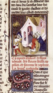 Ms Fr 598 f.97 Prostituáltak ügyfelekkel, Des Claires et Nobles Femmestől, Giovanni Boccaccio (1313-75) c.1403 alkotó: French School