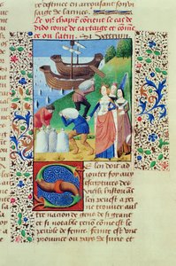 Ms Hunter 208 f.67r Dido a Sychaeus Treasure-ban, a Hercegek bukása című filmből, Giovanni Boccaccio (1313-75) 1472 alkotó: French School