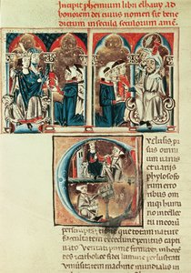 Ms Lat. 6912 fol.1v Egy zsidó tudós egy arab értekezés fordítását mutatja be Philippe dAnjounak alkotó: French School