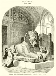 Louvre Múzeum, egyiptomi műemlékek, rózsaszín gránit szfinx (metszet) alkotó: French School