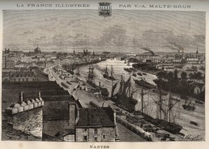 Nantes - Loire-Atlantique - V.A. Malt-Brown „La France illustrée: földrajz, történelem, statisztikai igazgatás” című metszete. 1884 alkotó: French School