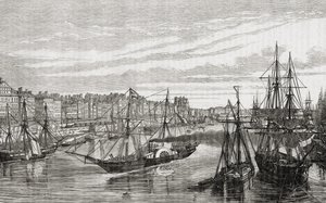 Nantes, Franciaország, a 18. században, Louis Blanc (1811-82) "Histoire de la Revolution Francaise" című művéből, Charles Maurand (fl.1863-81) metszetéből 1847-62 alkotó: French School