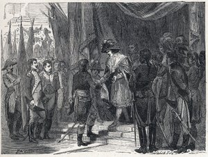 Bonaparte Napóleon (1769-1821) 1797. december 10-én átadta Campoformio (Campo-Formio, Campo Formio) kereskedelmét az Igazgatóság tagjának. Ez a kereskedelem Franciaország és Ausztria között az első koalíció végét jelenti, alkotó: French School
