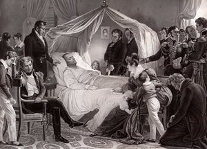 I. Napóleon halálos ágyán Szent Ilonán, 1821. május 5-én, Charles de Steuben festménye után alkotó: French School