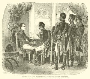 Napóleon és Sándor az Erfurti Színházban (metszet) alkotó: French School