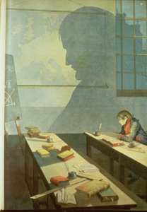Napóleon mint iskolásfiú, illusztráció G. Montorgneil "Bonaparte" című művéből 1910 (litográfia) alkotó: French School