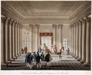 Napóleon feleségül kéri Marie Louise-t az osztrák császárhoz – „A Franciaország és Ausztria közötti háború történetében 1809-ben” alkotó: French School
