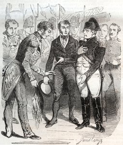 Napóleon megbízik a brit hitben - Napóleon Bonaparte felszáll a brit Bellerophon hajóra, amely száműzetésbe viszi St Helene-be (Szent Helene) 1815. július 14-én - Bonaparte Napóleon felszáll a brit Bellerophon hajóra, amely száműzetésbe viszi alkotó: French School