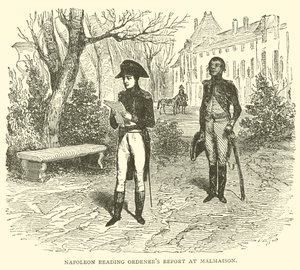 Napóleon rendelési jelentést olvas Malmaisonban (metszet) alkotó: French School
