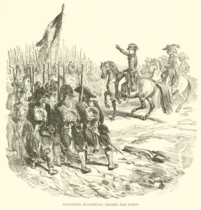 Napóleon csapatokat tekint át Spanyolországnak (metszet) alkotó: French School