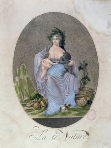 A természet egy fekete baba és egy fehér baba szoptatása, 1792 körül alkotó: French School