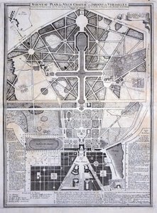 A Versailles-i város, kastély és kertek új terve, 1714, Les Plans, Profils et Elevations des Villes et Chateau de Versailles, közzétéve 1715 körül alkotó: French School