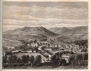 Niederbronn-les-Bains Elzászban – V. A. Malt-Brown metszet a „La France illustrée: földrajz, történelem, statisztikai igazgatás” c. 1884 alkotó: French School